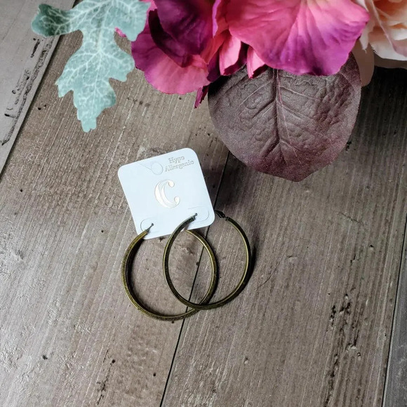 NWT Hypo Allergenic Gold Tone Fashion Hoop Earrings - Picture 15 of 16